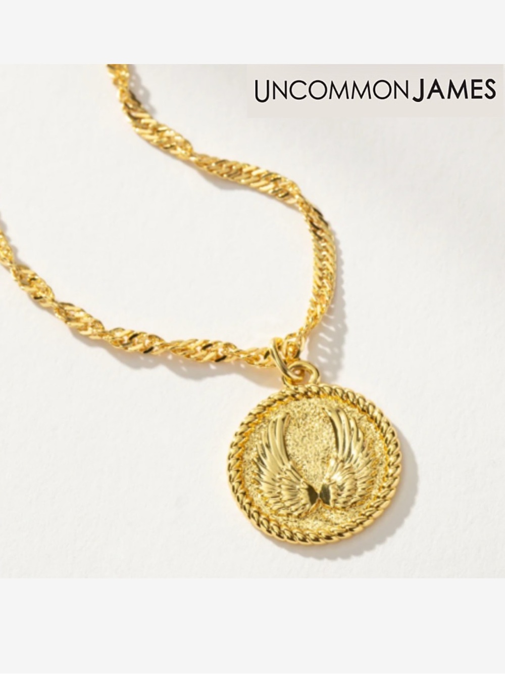 NWT Uncommon James Unisex Angel Wings Gold Rope Necklace